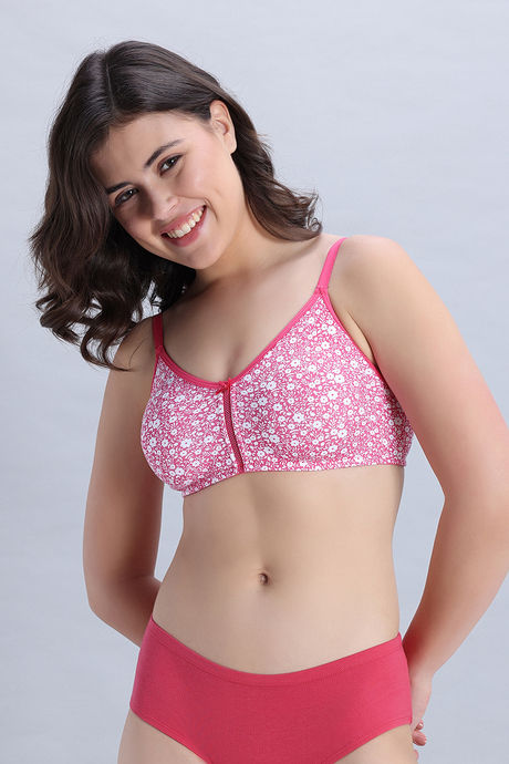 Zivame Double Layered Non Wired 3/4th Coverage Bra - Dark Pink Floral — image 2
